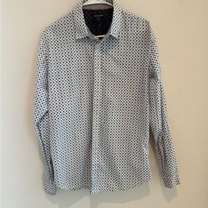 Michael Brandon Navy and White Geometric Shirt